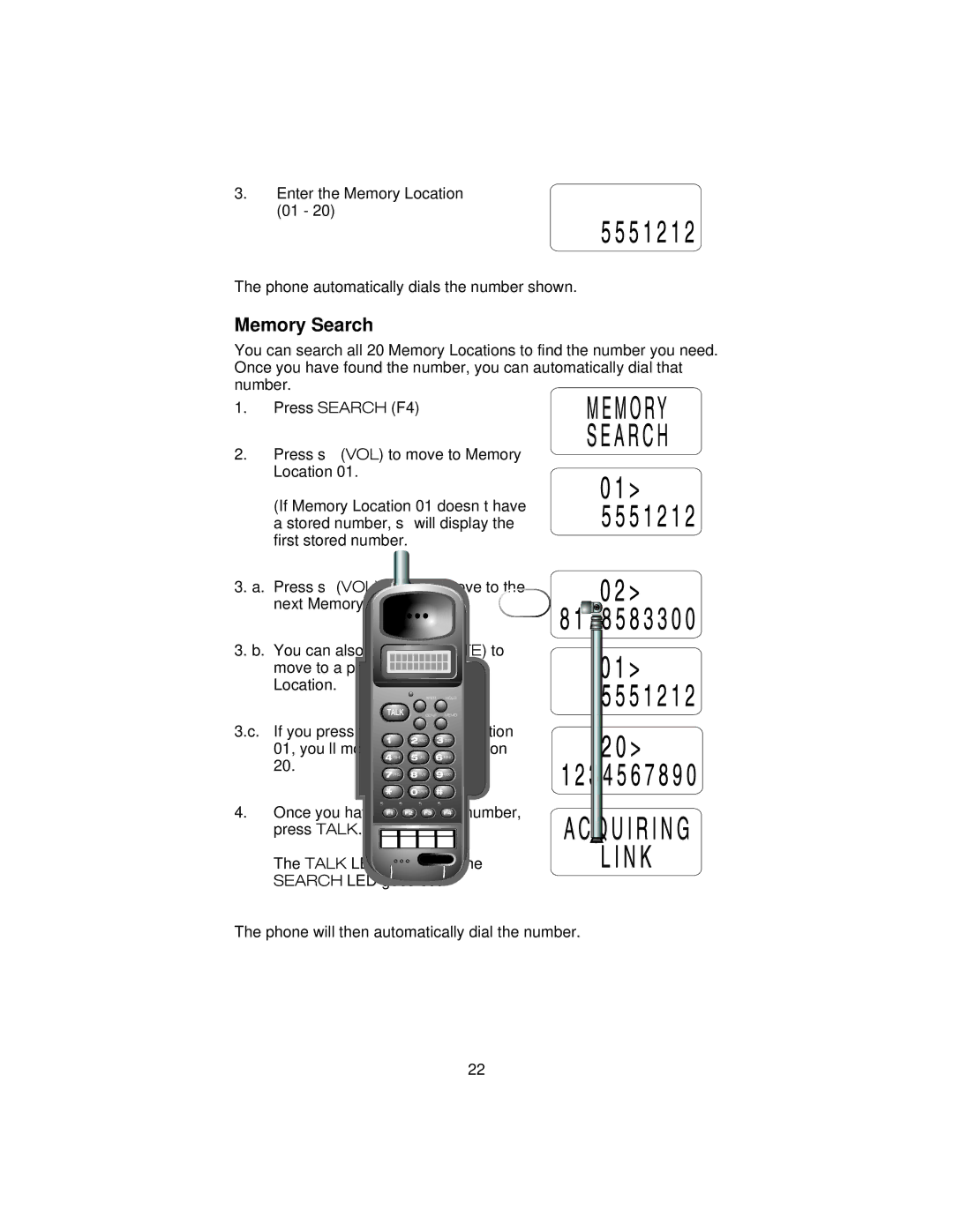 Uniden ANA 9500 manual Memory Search 