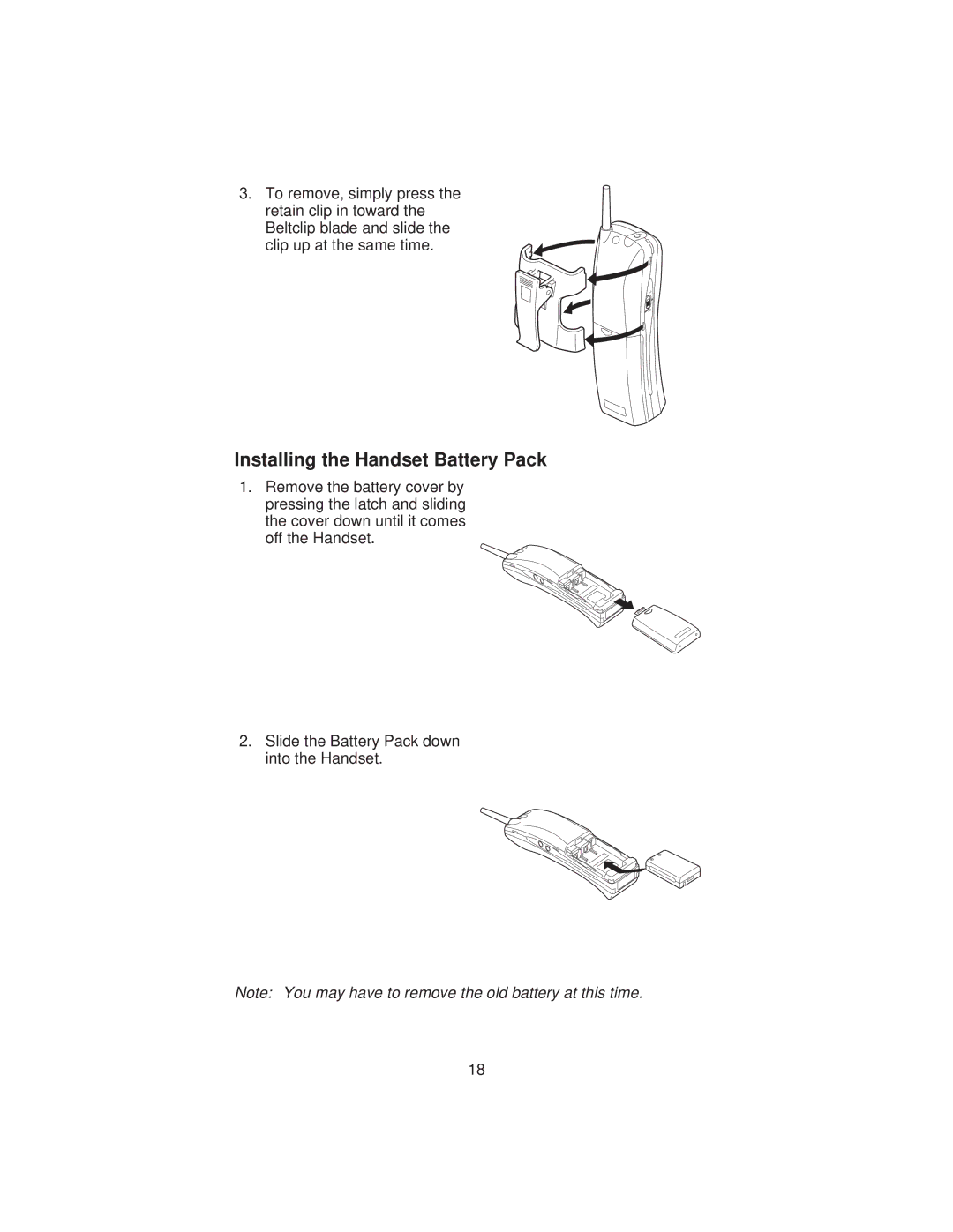 Uniden ANA 9710 manual Installing the Handset Battery Pack 