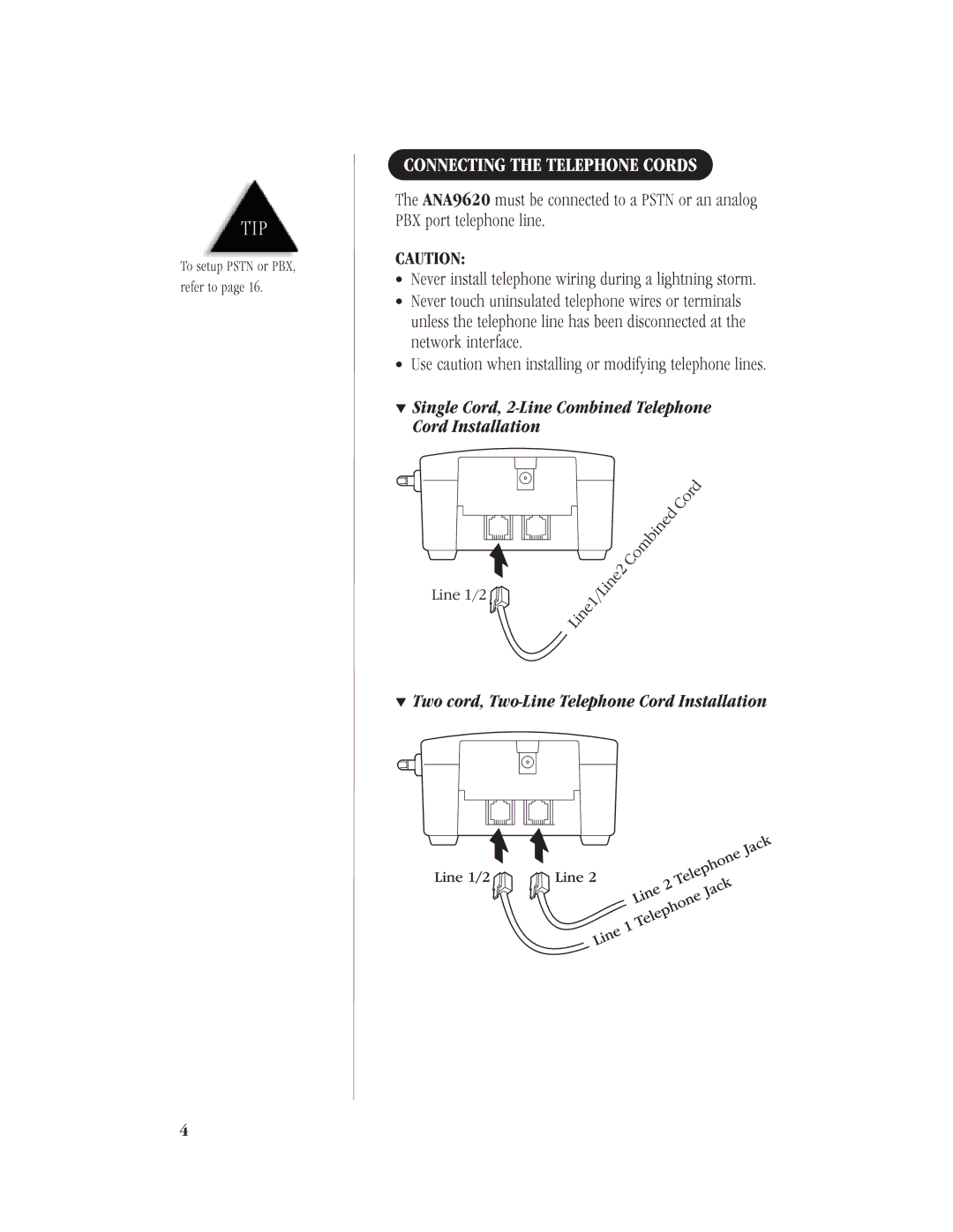 Uniden ANA9620 manual Line 