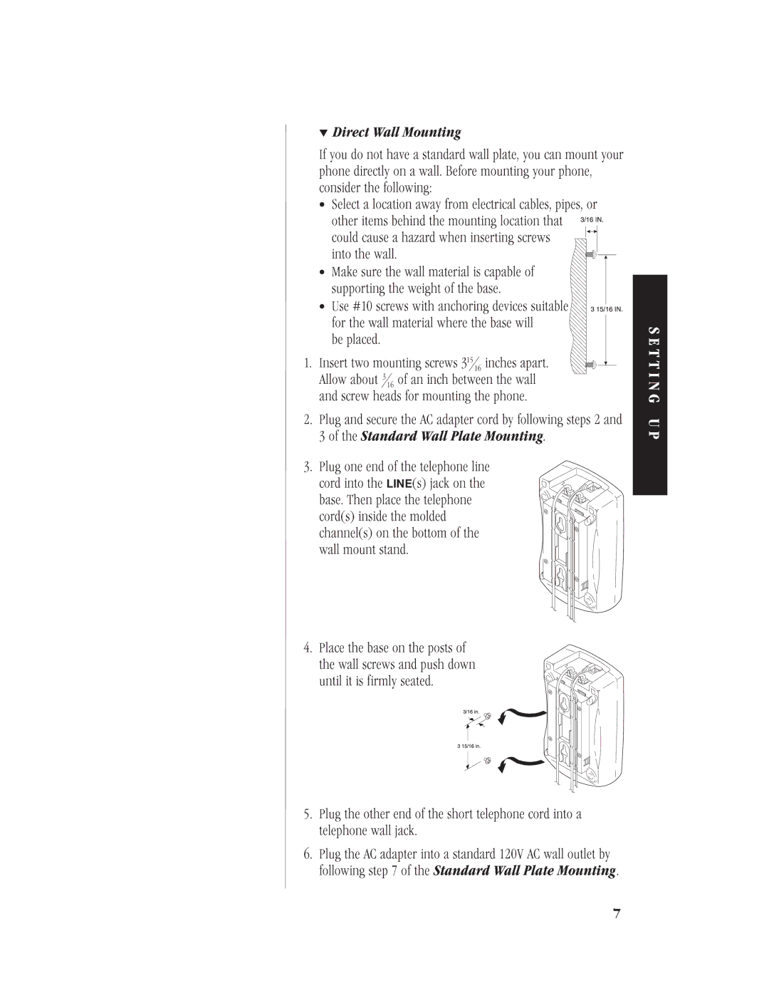 Uniden ANA9620 manual ∙ supportingMakesuretheweghtofmountingterialthebasecapable 