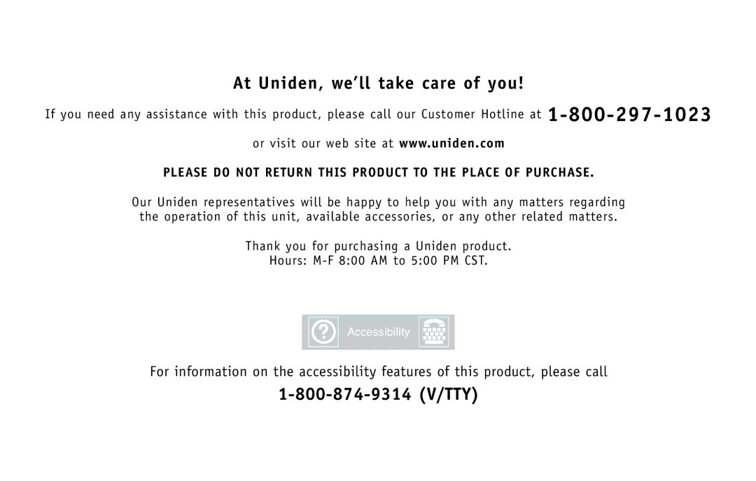 Uniden Answering Machine manual At Uniden, we’ll take care of you 