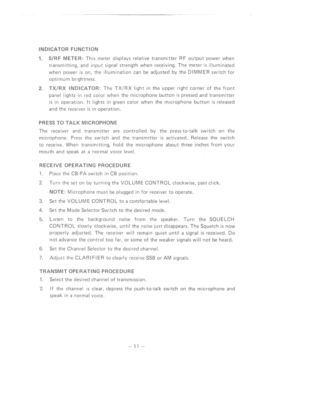 Uniden AX 144 owner manual Indicator Function 