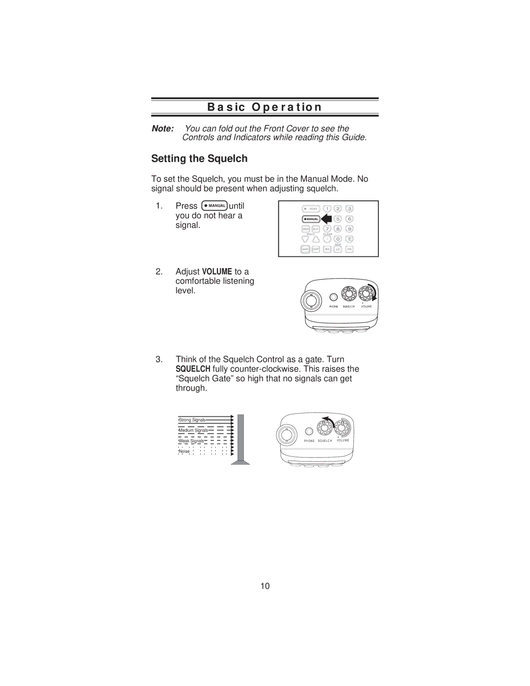 Uniden BC 235XLT specifications Basic Operation, Setting the Squelch 