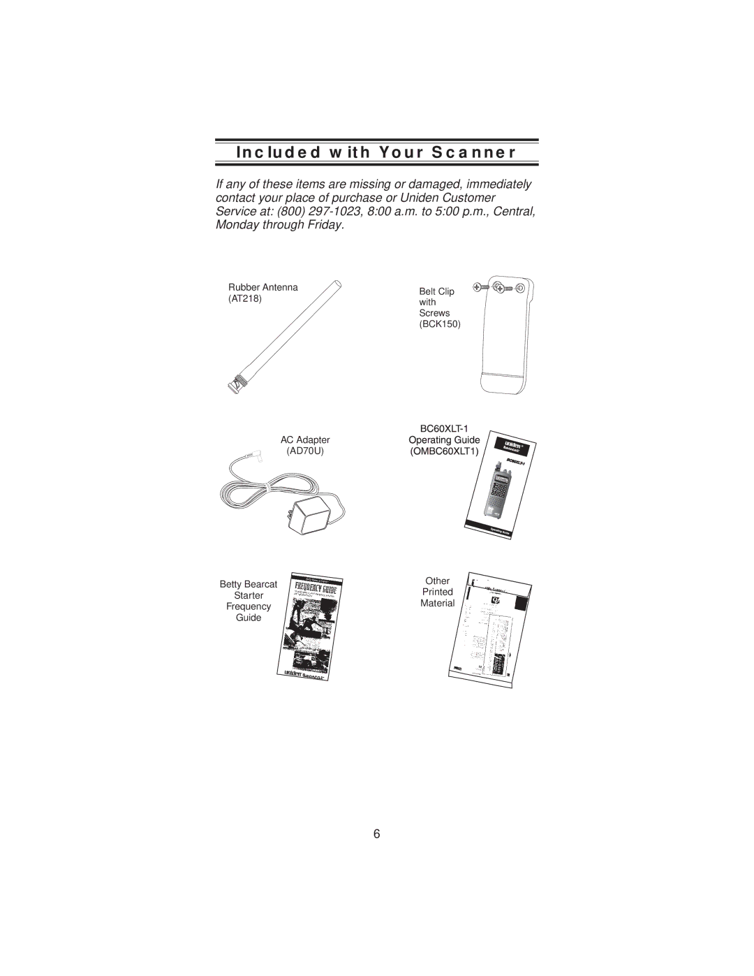 Uniden BC 235XLT specifications Included with Your Scanner 