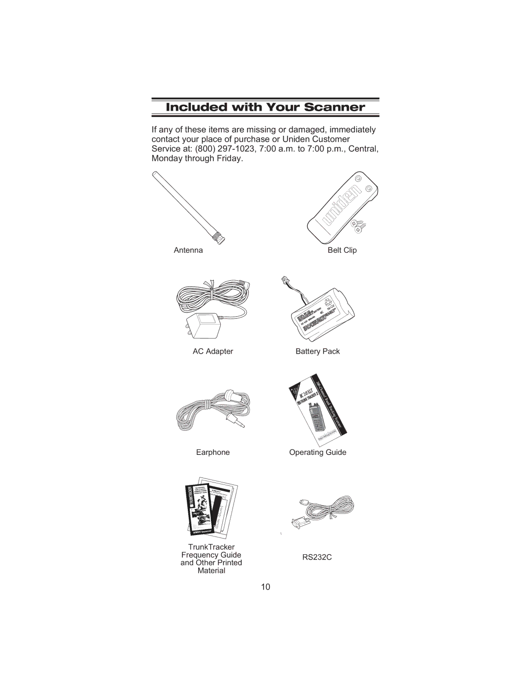 Uniden BC 245XLT manual Included with Your Scanner, AC Adapter Battery Pack 