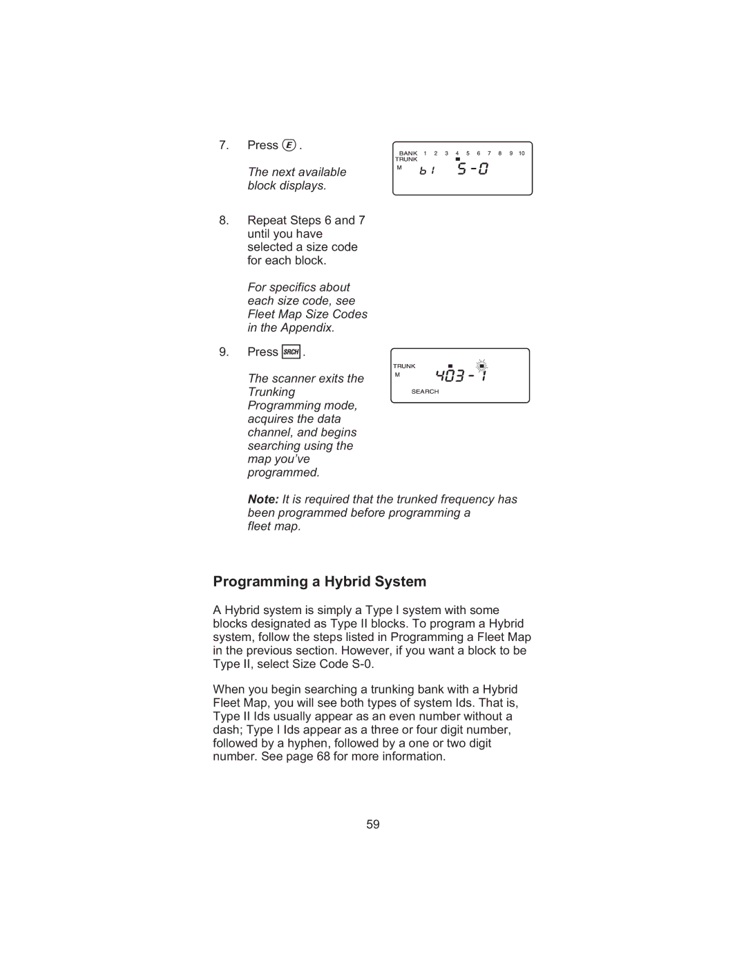 Uniden BC 245XLT manual Programming a Hybrid System 