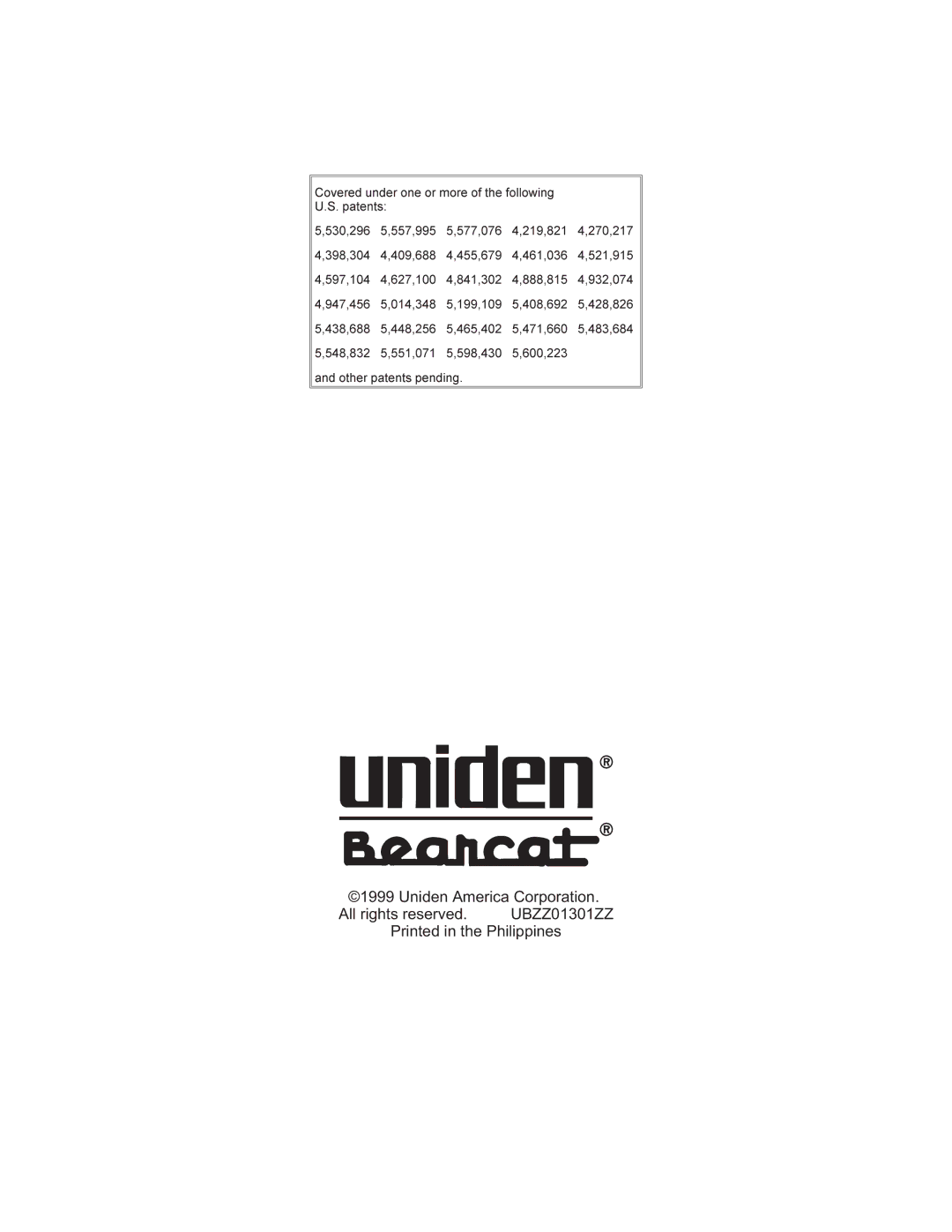 Uniden BC 245XLT manual Uniden America Corporation All rights reserved. UBZZ01301ZZ 