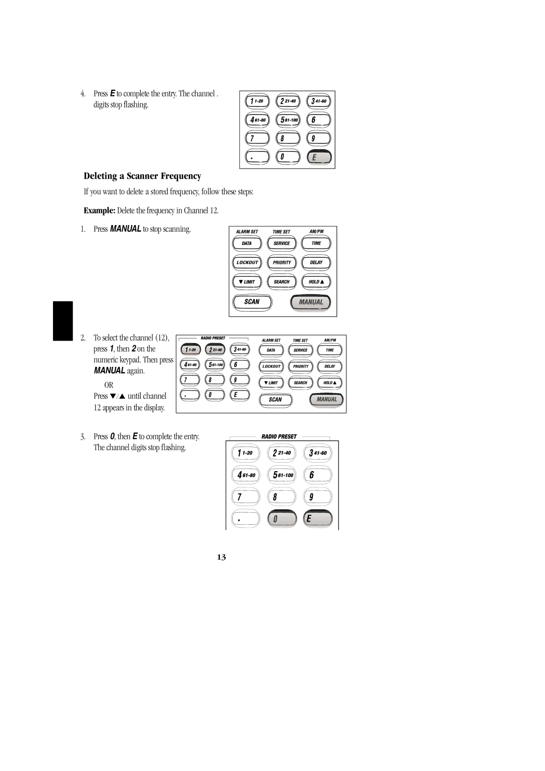 Uniden BC 278CLT manual Deleting a Scanner Frequency 