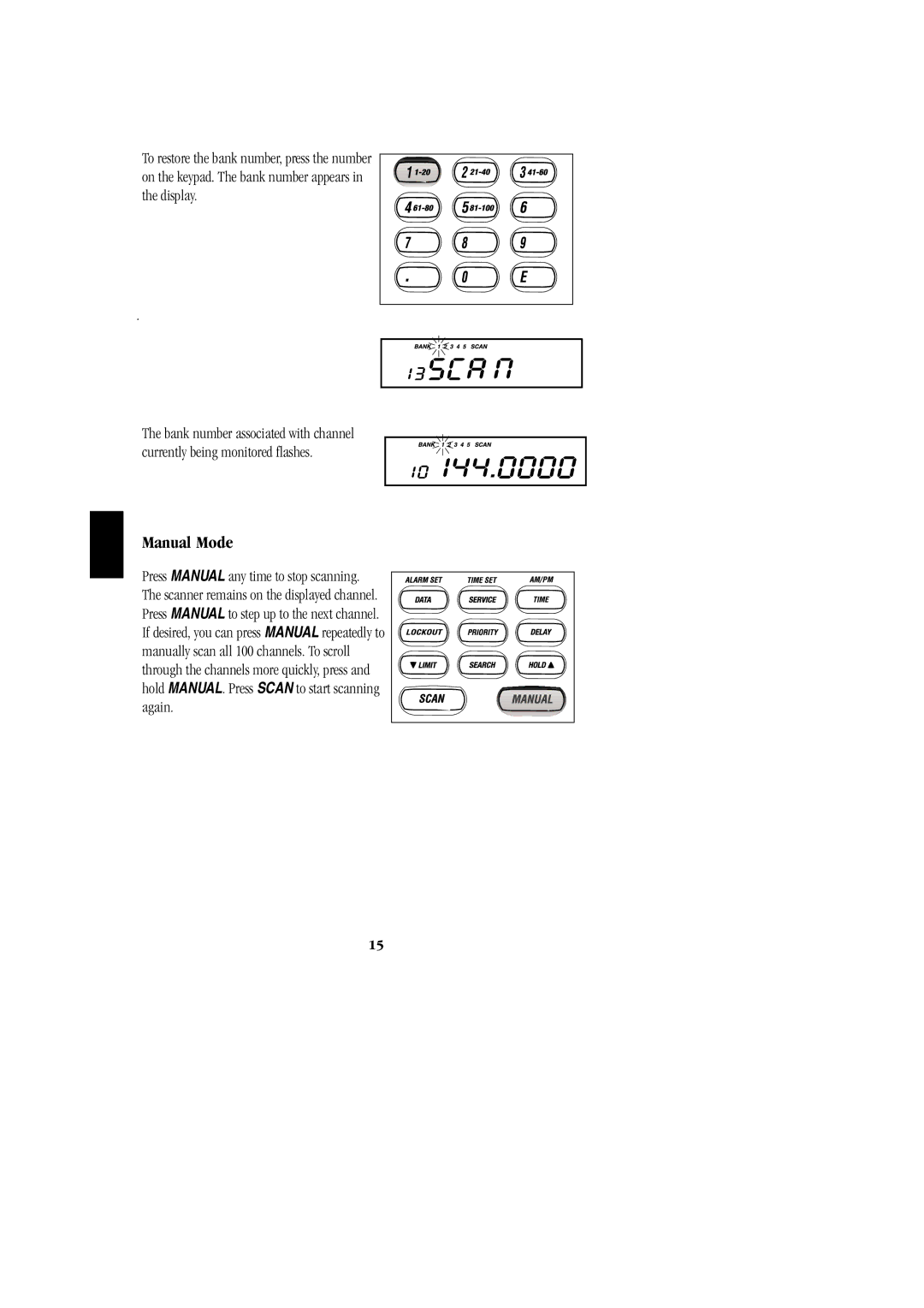 Uniden BC 278CLT manual Manual Mode 