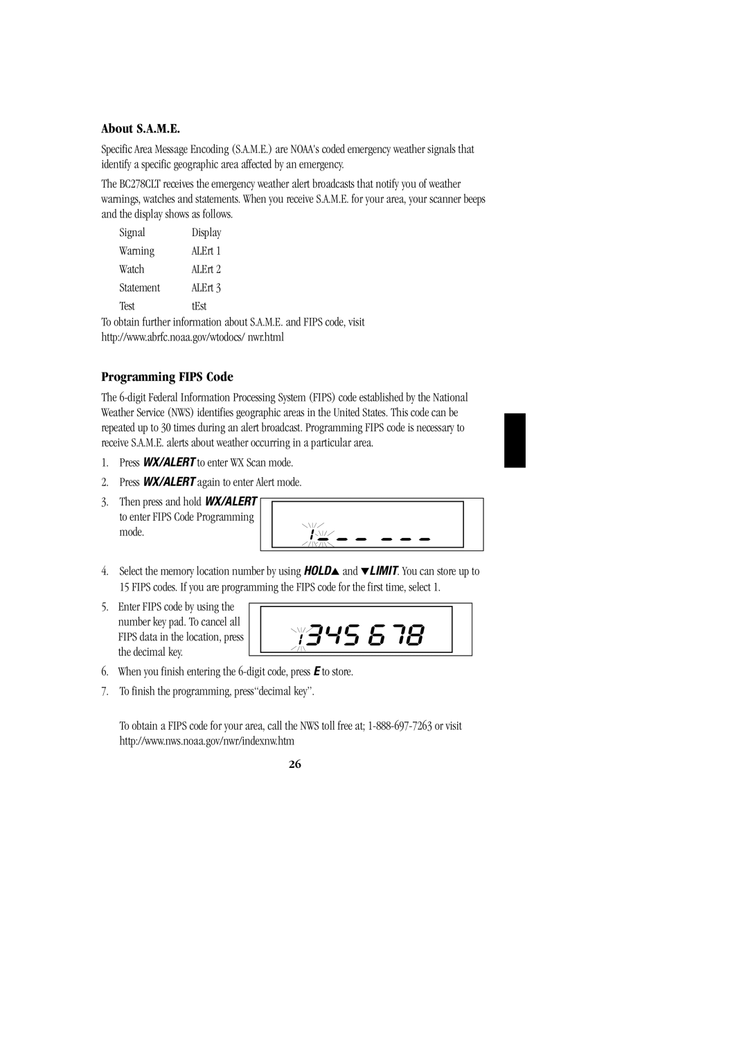 Uniden BC 278CLT manual About S.A.M.E, Programming Fips Code 