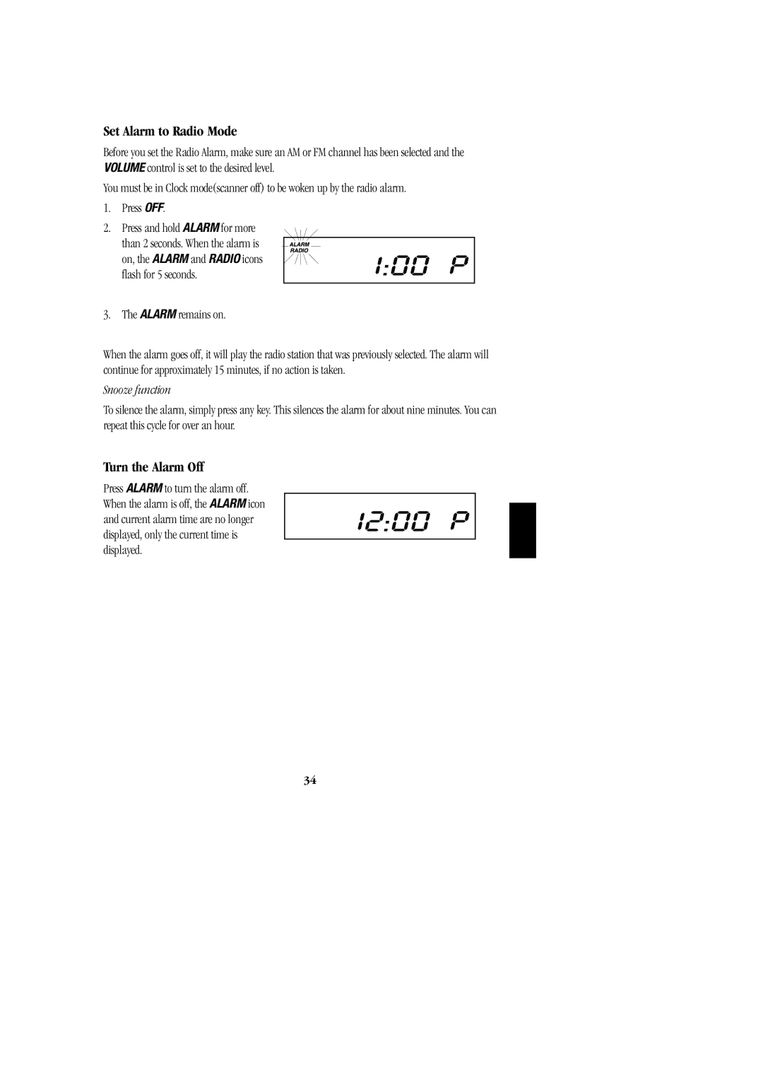 Uniden BC 278CLT manual Set Alarm to Radio Mode, Alarm remains on 