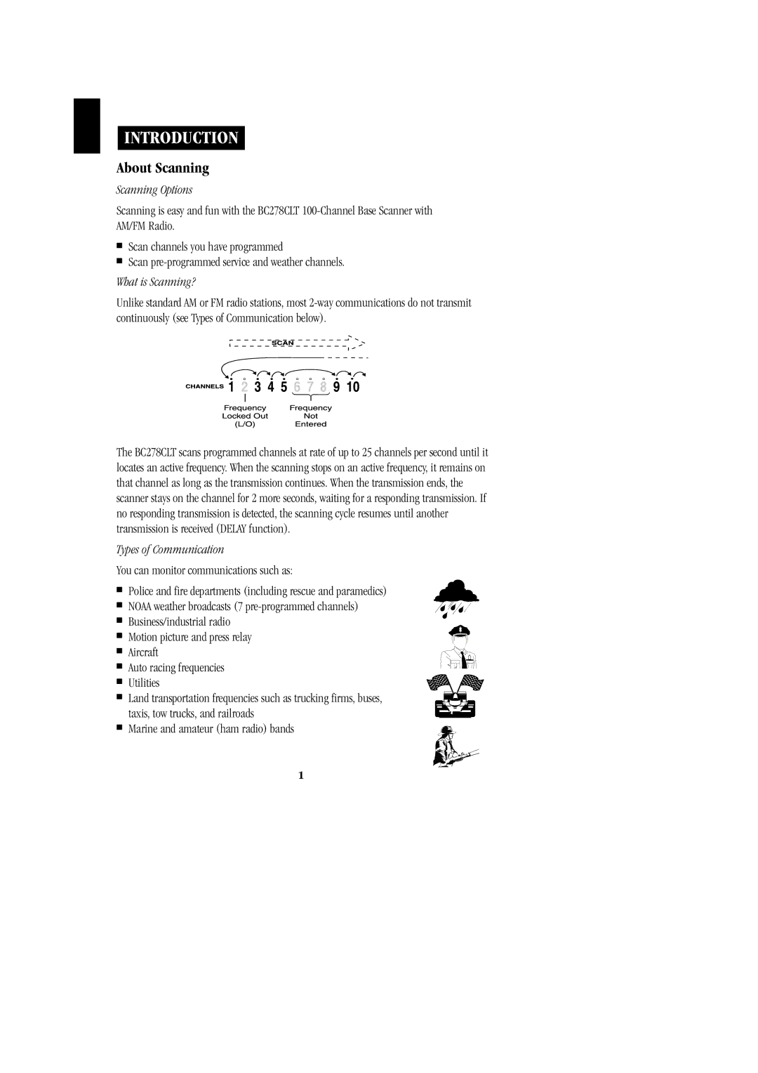 Uniden BC 278CLT manual Introduction, Scanning Options, What is Scanning?, Types of Communication 