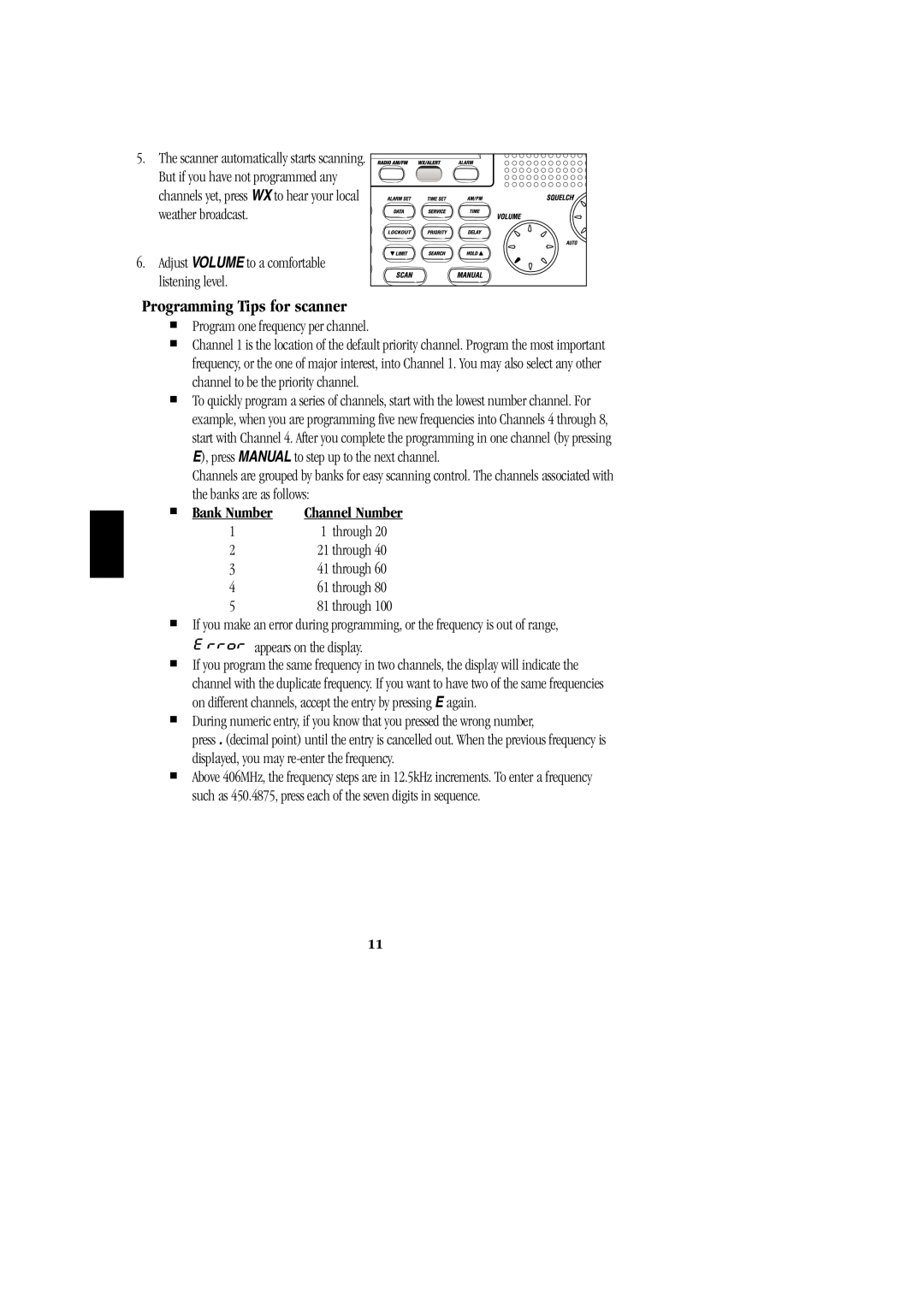 Uniden BC 278CLT manual Programming Tips for scanner 