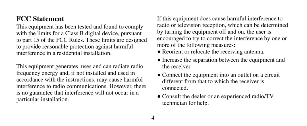 Uniden BC-RH96 manual FCC Statement 