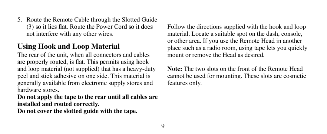 Uniden BC-RH96 manual Using Hook and Loop Material 