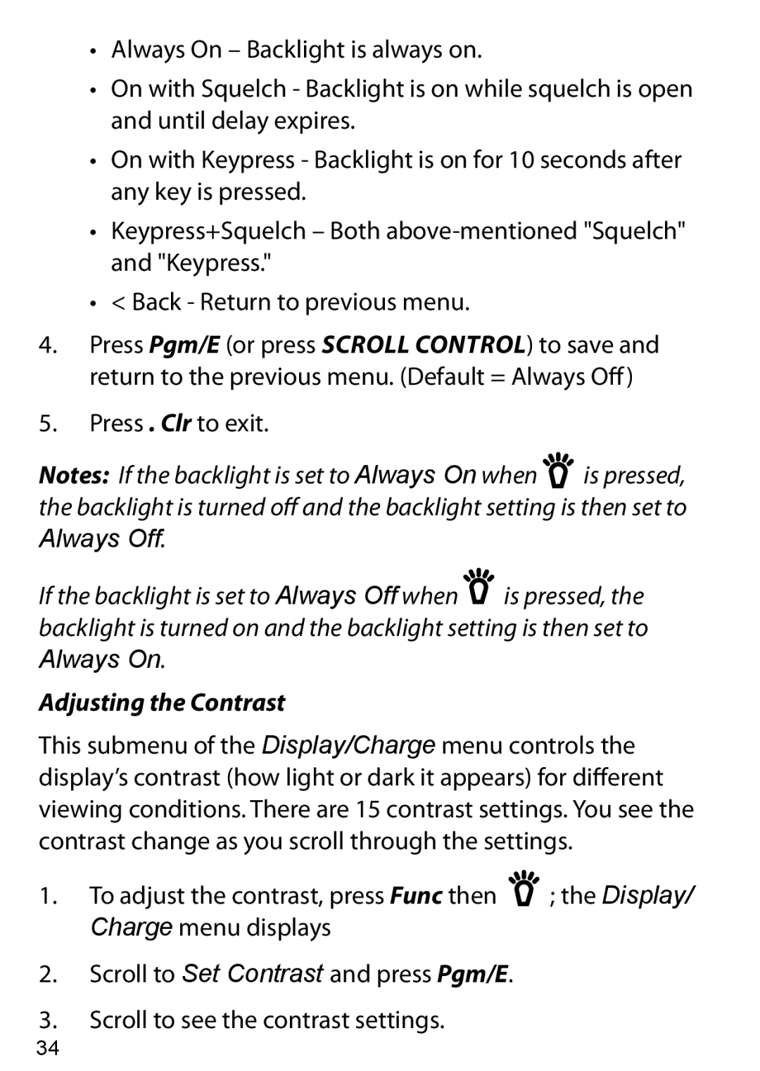 Uniden BC125AT owner manual Adjusting the Contrast 