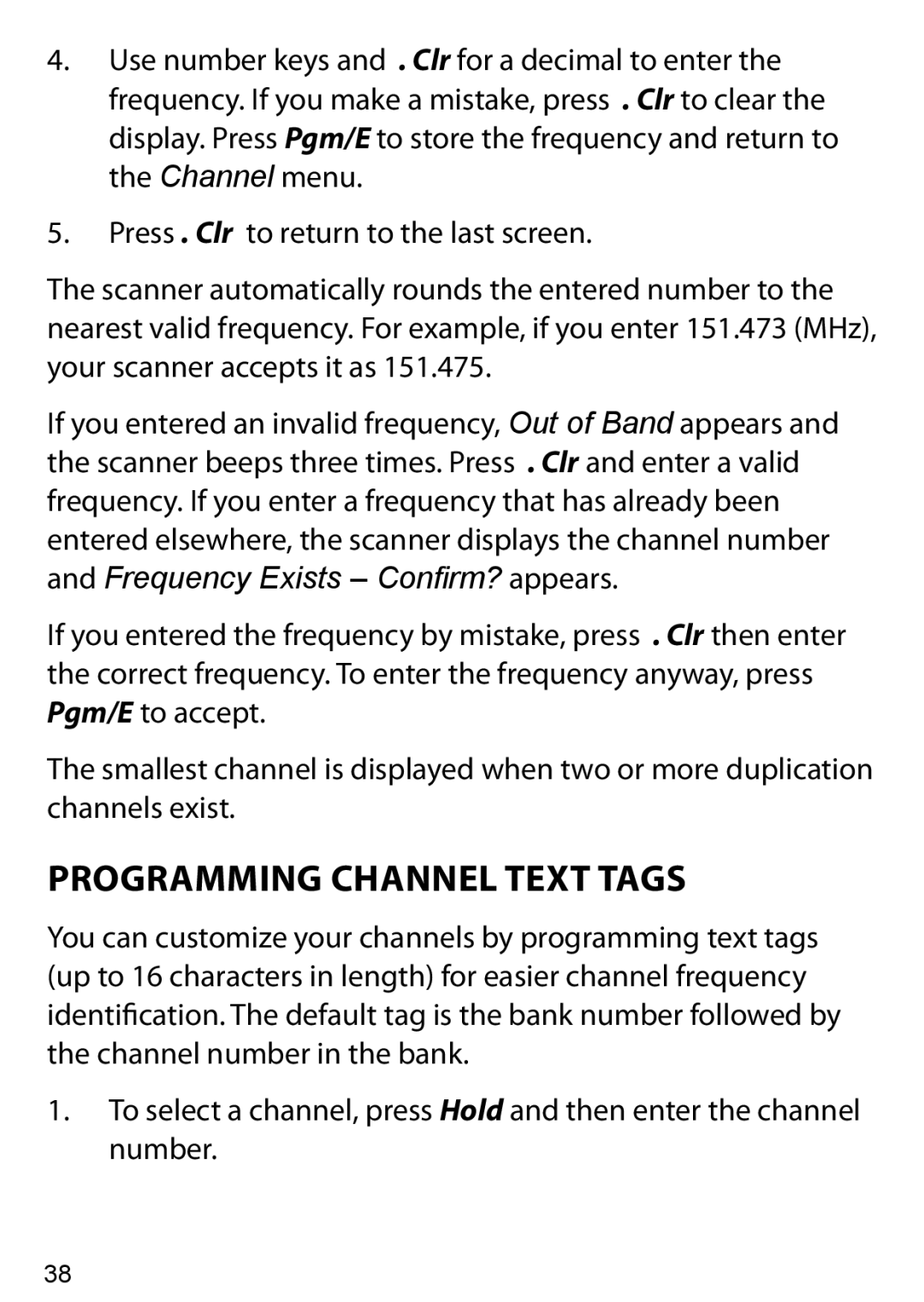 Uniden BC125AT owner manual Programming Channel Text Tags 