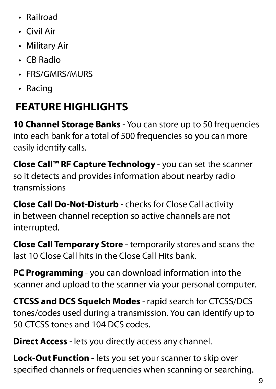 Uniden BC125AT owner manual Feature Highlights, Direct Access lets you directly access any channel 