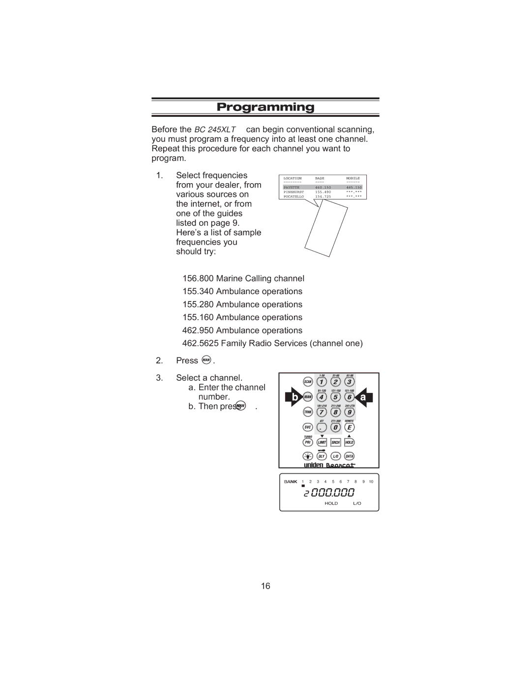 Uniden BC245XLT manual 3 4 5 6 7 8 9 