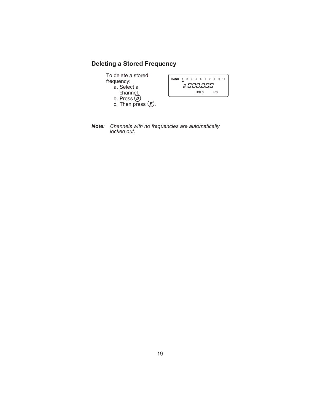 Uniden BC245XLT manual Deleting a Stored Frequency 