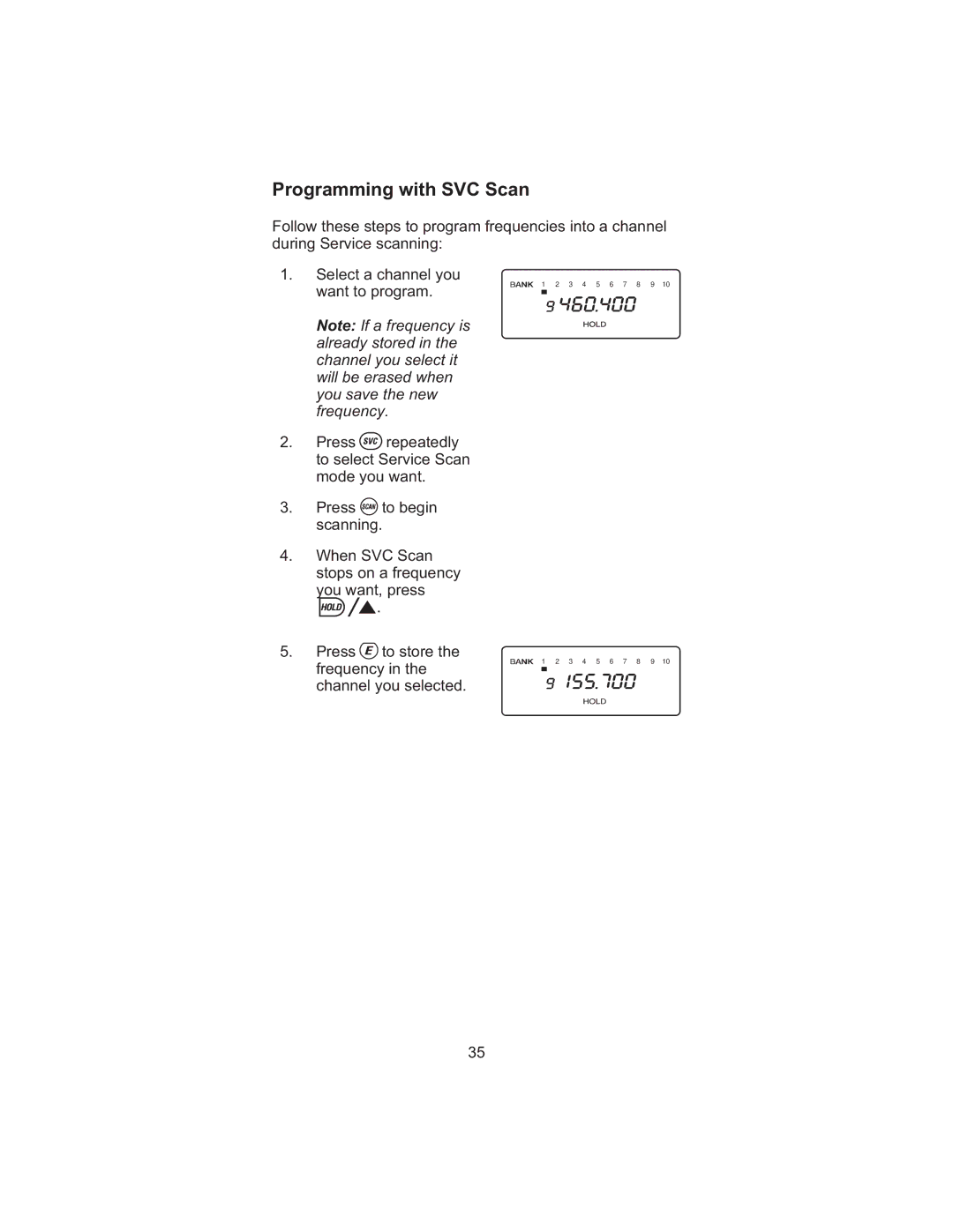 Uniden BC245XLT manual Programming with SVC Scan 