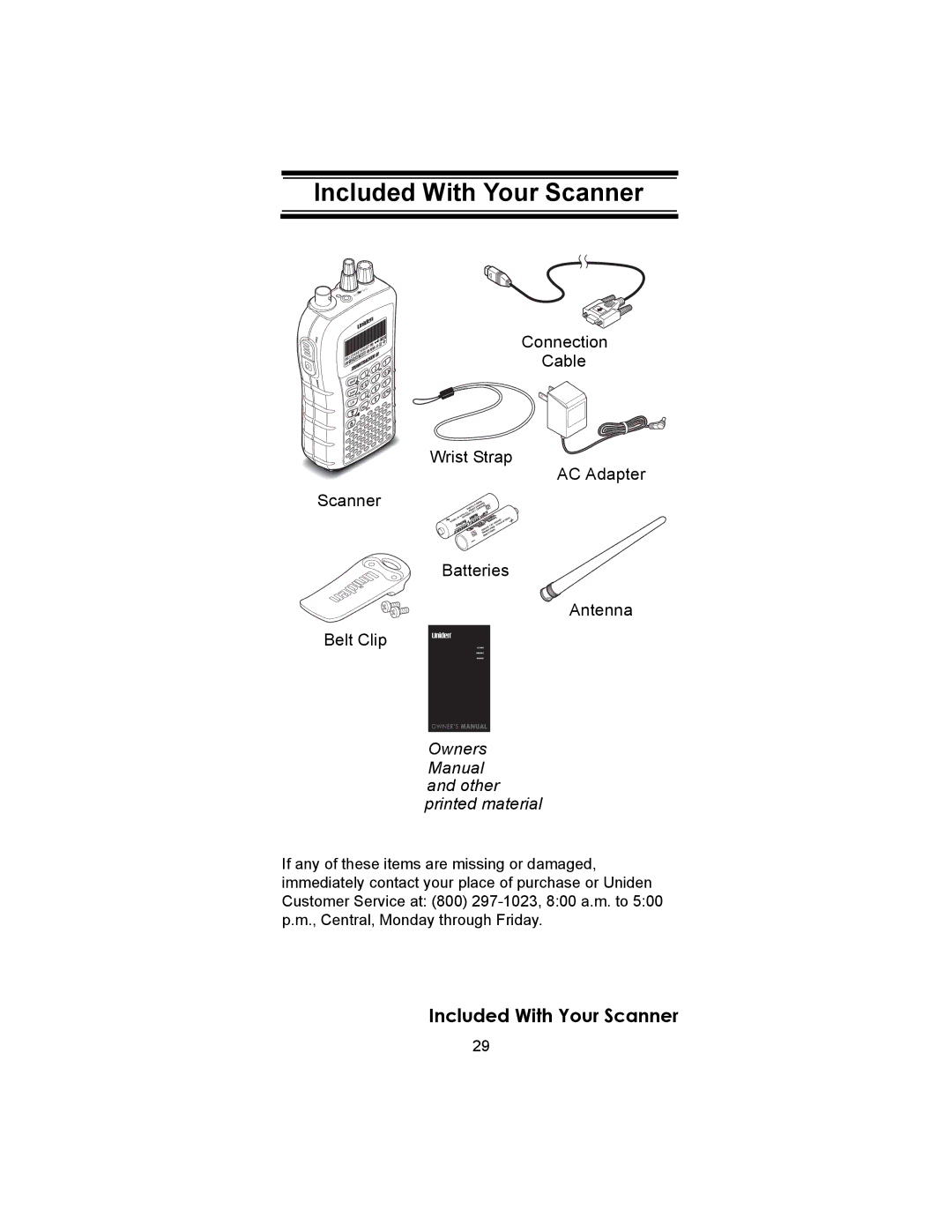 Uniden BC246T owner manual Included With Your Scanner 