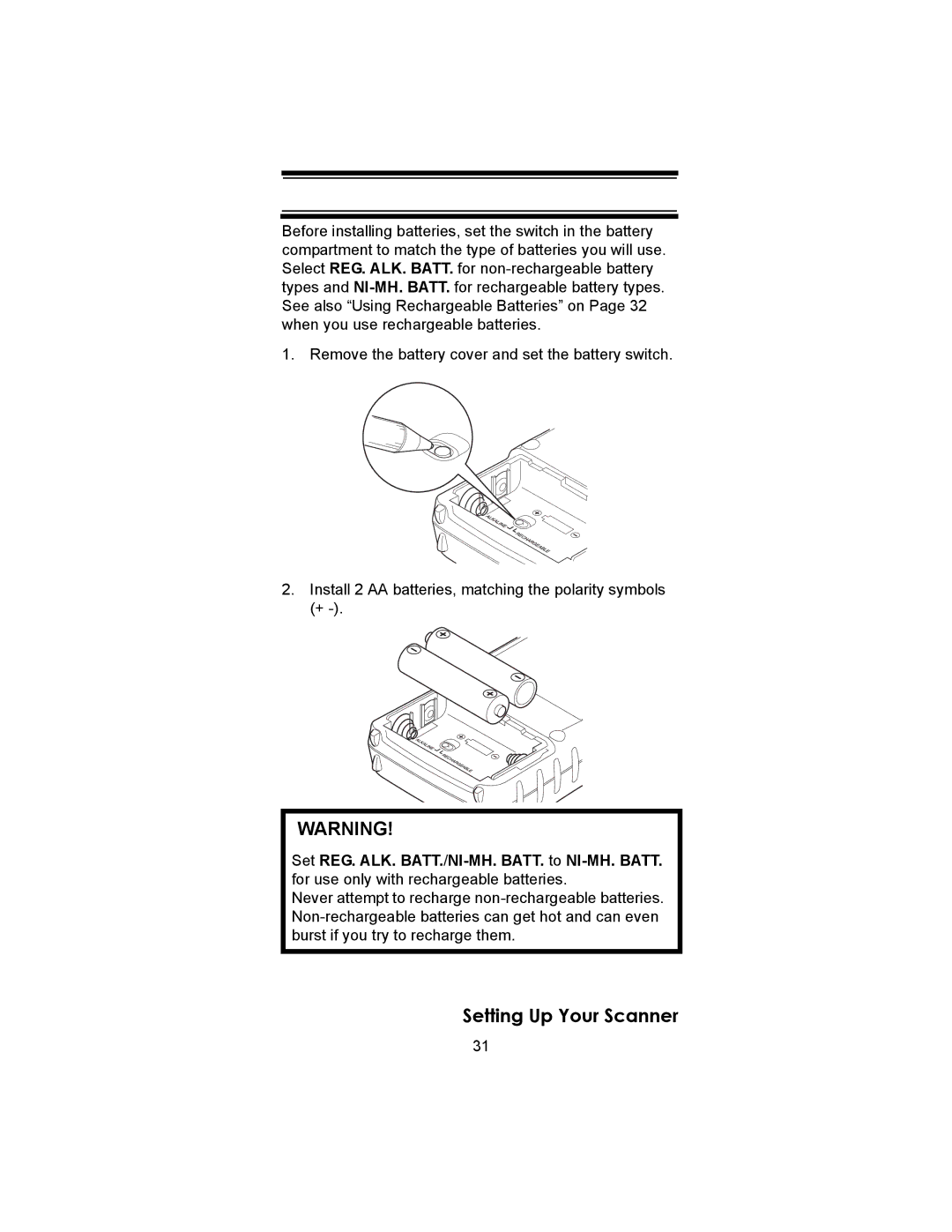 Uniden BC246T owner manual Setting Up Your Scanner 