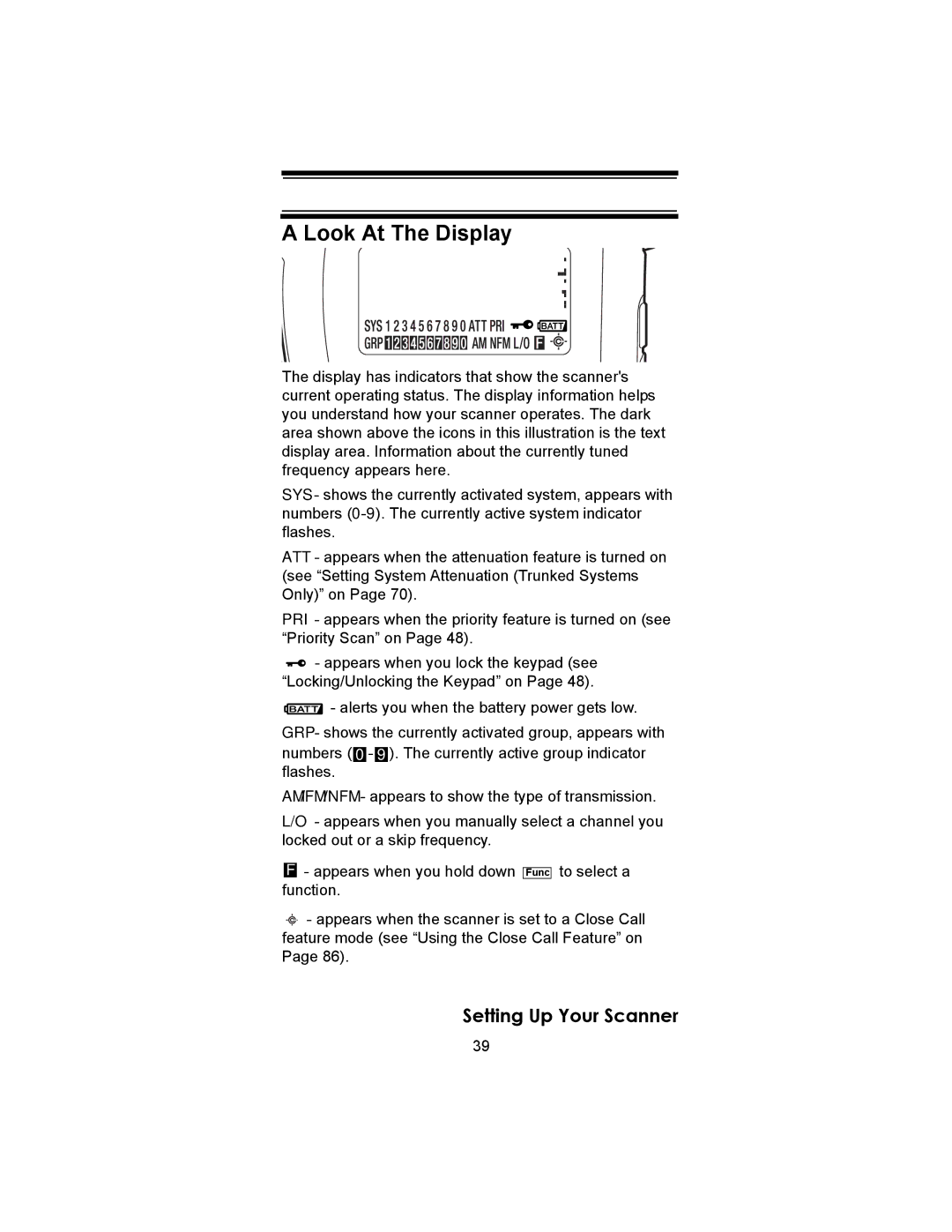 Uniden BC246T owner manual Look At The Display 