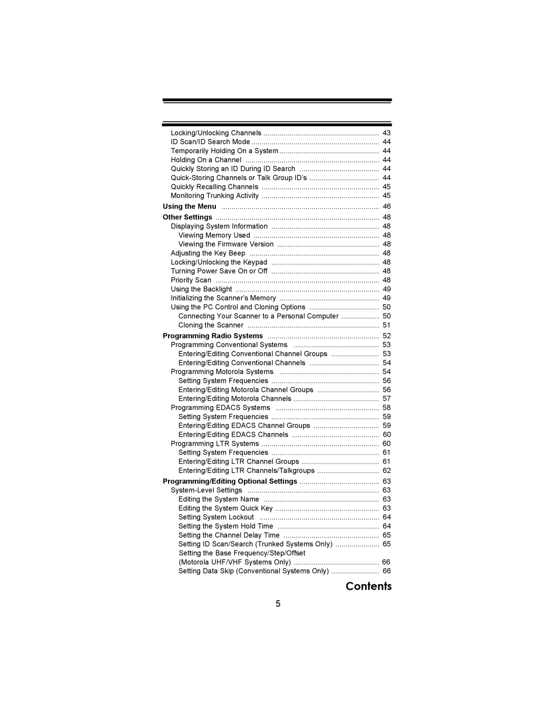 Uniden BC246T owner manual Using the Menu Other Settings 