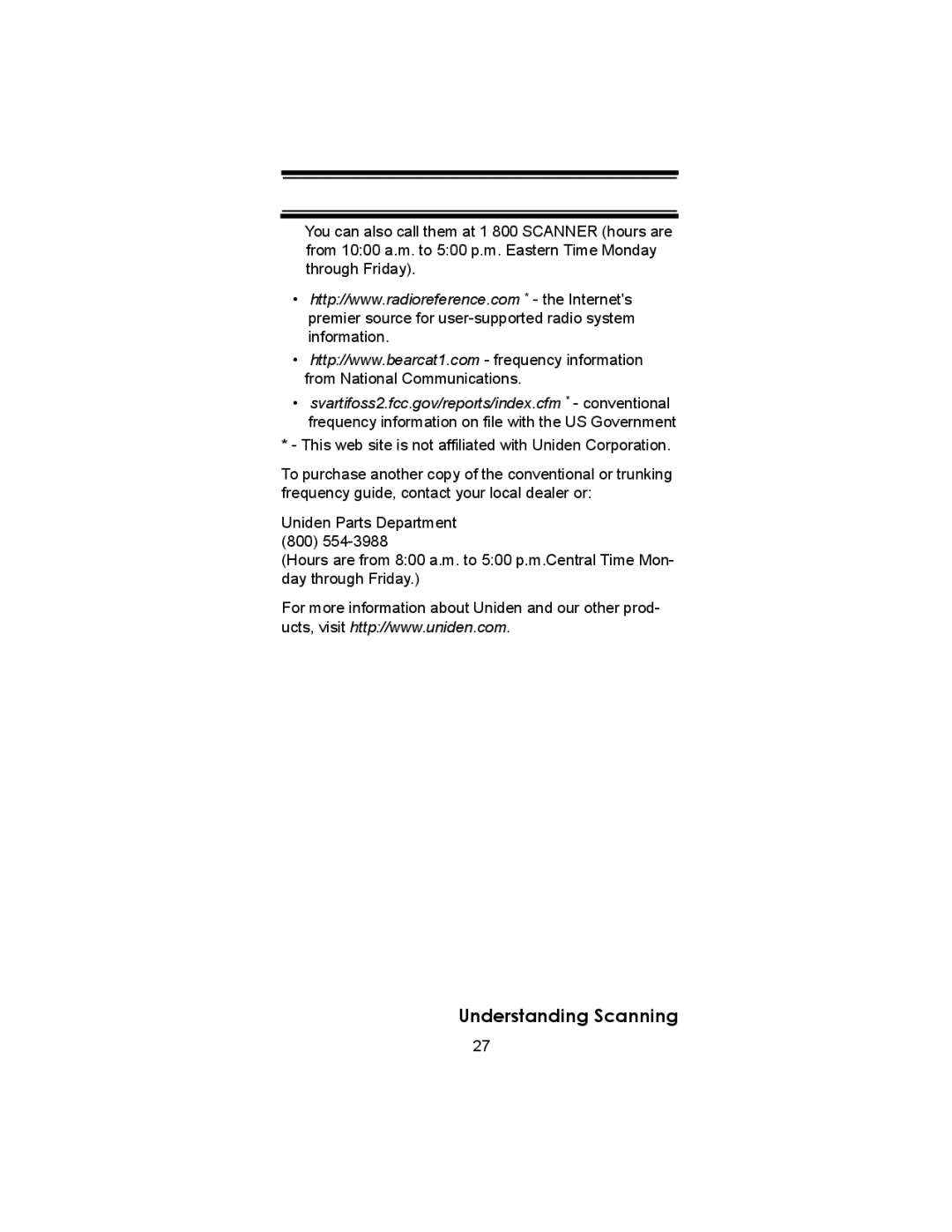 Uniden BC246T owner manual Understanding Scanning 