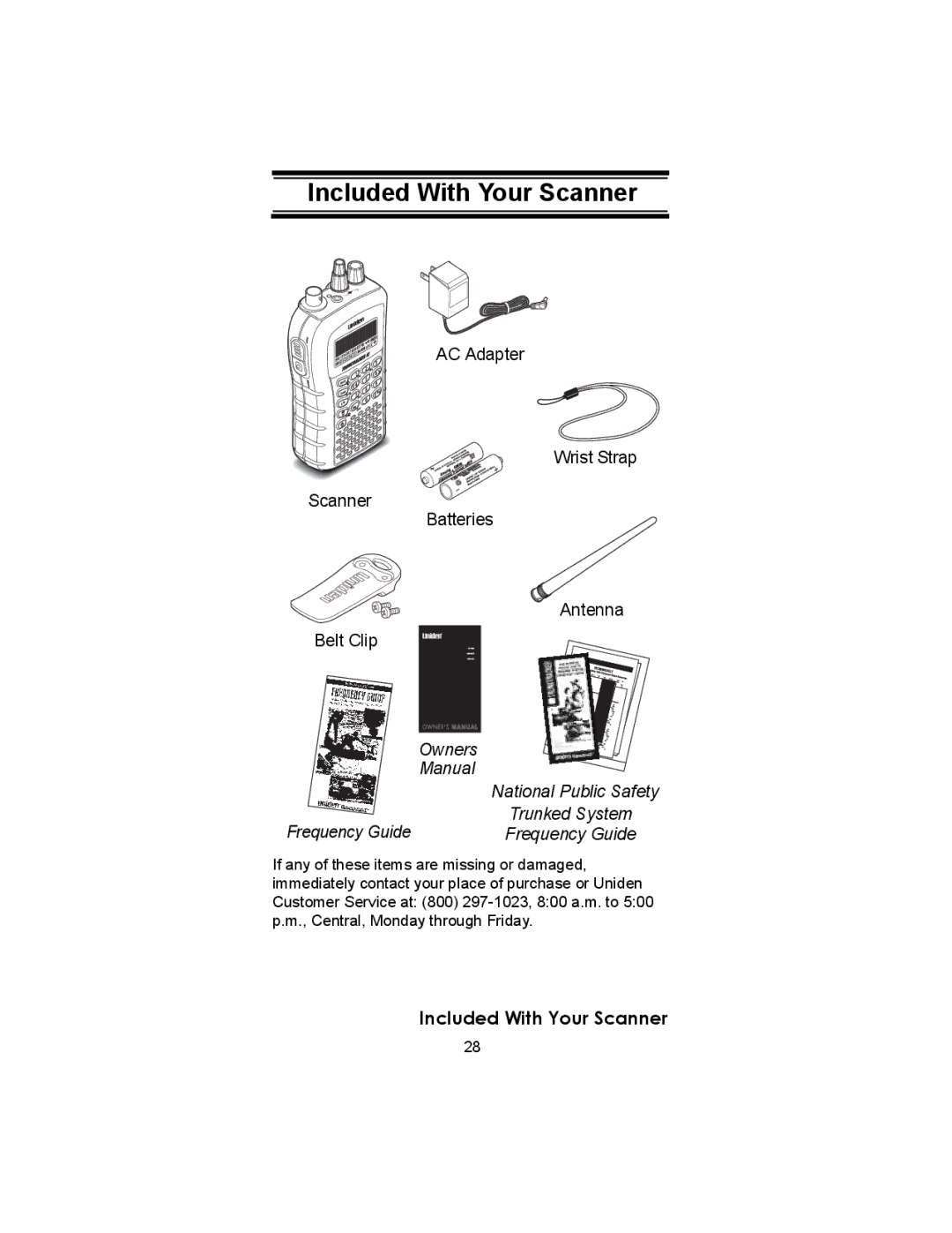 Uniden BC246T owner manual Included With Your Scanner 