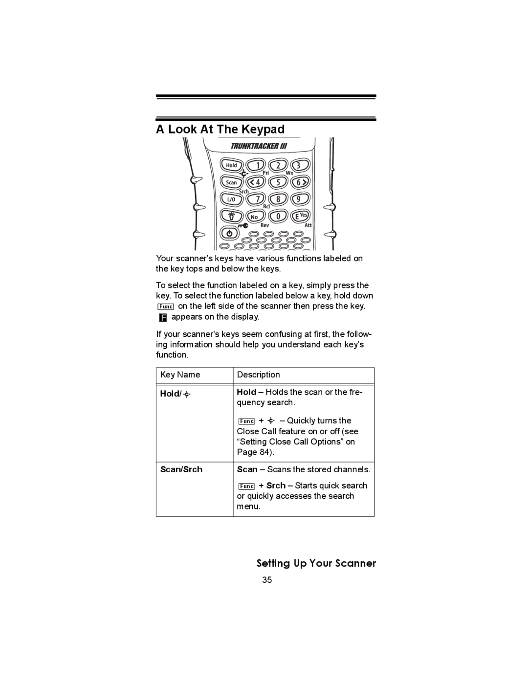 Uniden BC246T owner manual Look At The Keypad, Hold, Scan/Srch 