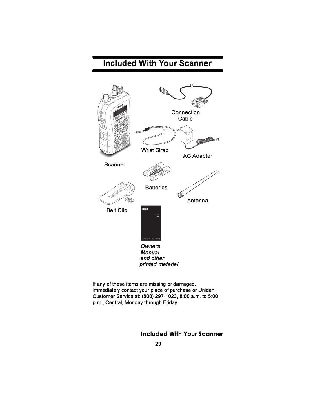Uniden BC246T owner manual Included With Your Scanner 
