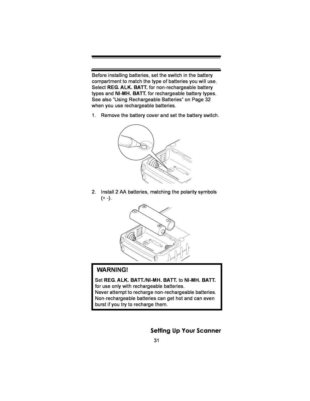 Uniden BC246T owner manual Setting Up Your Scanner 