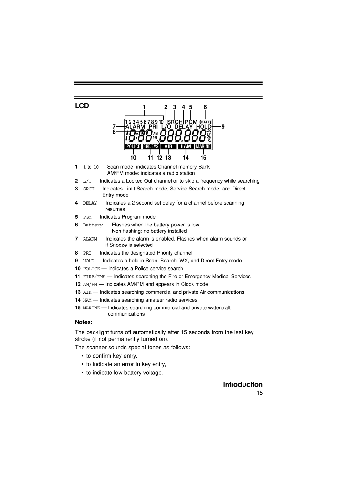 Uniden BC340CRS owner manual Lcd, 11 12 