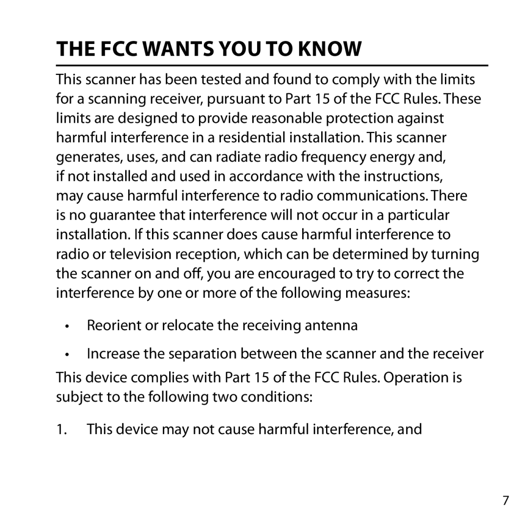 Uniden BC355C owner manual FCC Wants YOU to Know 