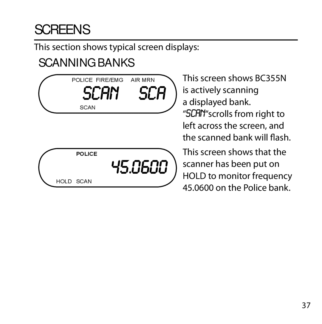 Uniden BC355N owner manual Scan SCA 