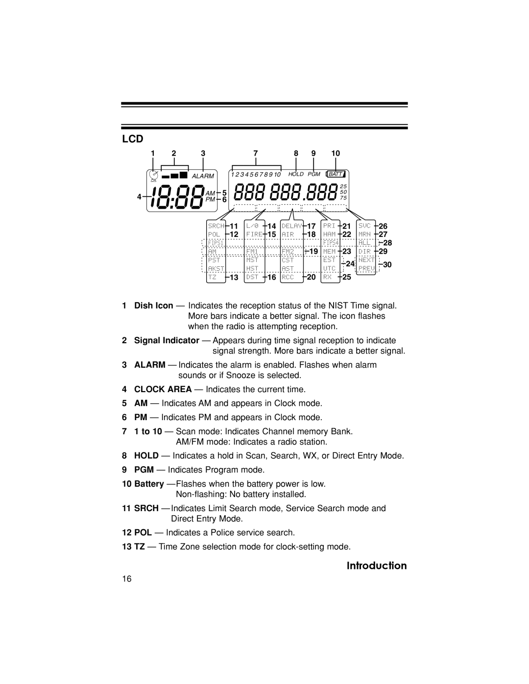 Uniden BC370CRS owner manual Lcd 