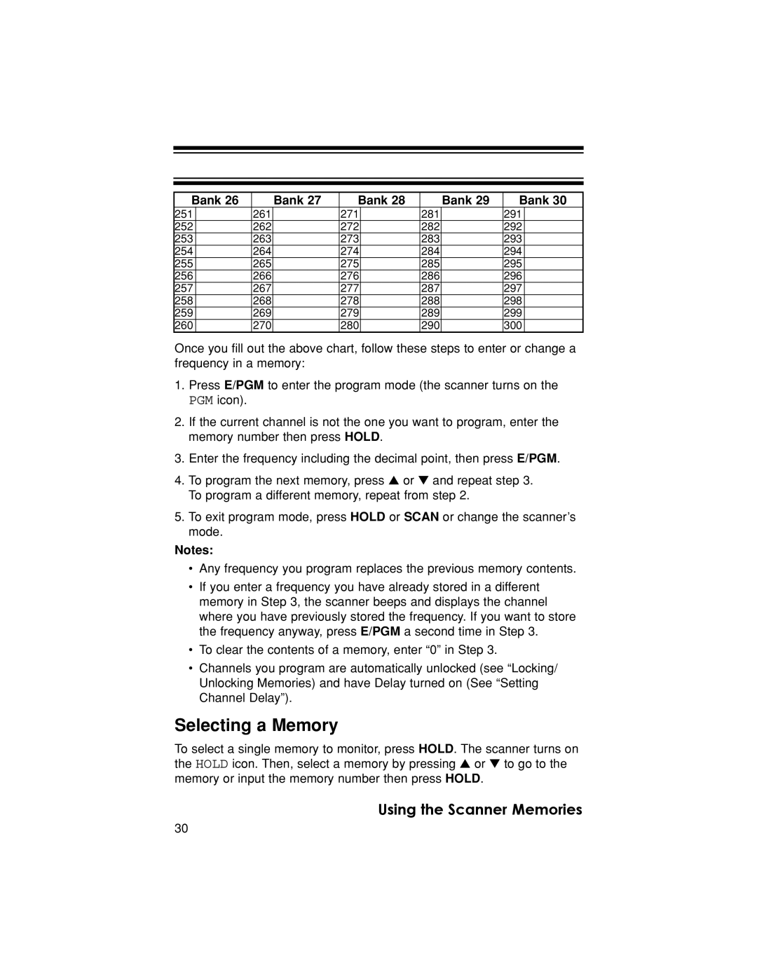 Uniden BC370CRS owner manual Selecting a Memory 