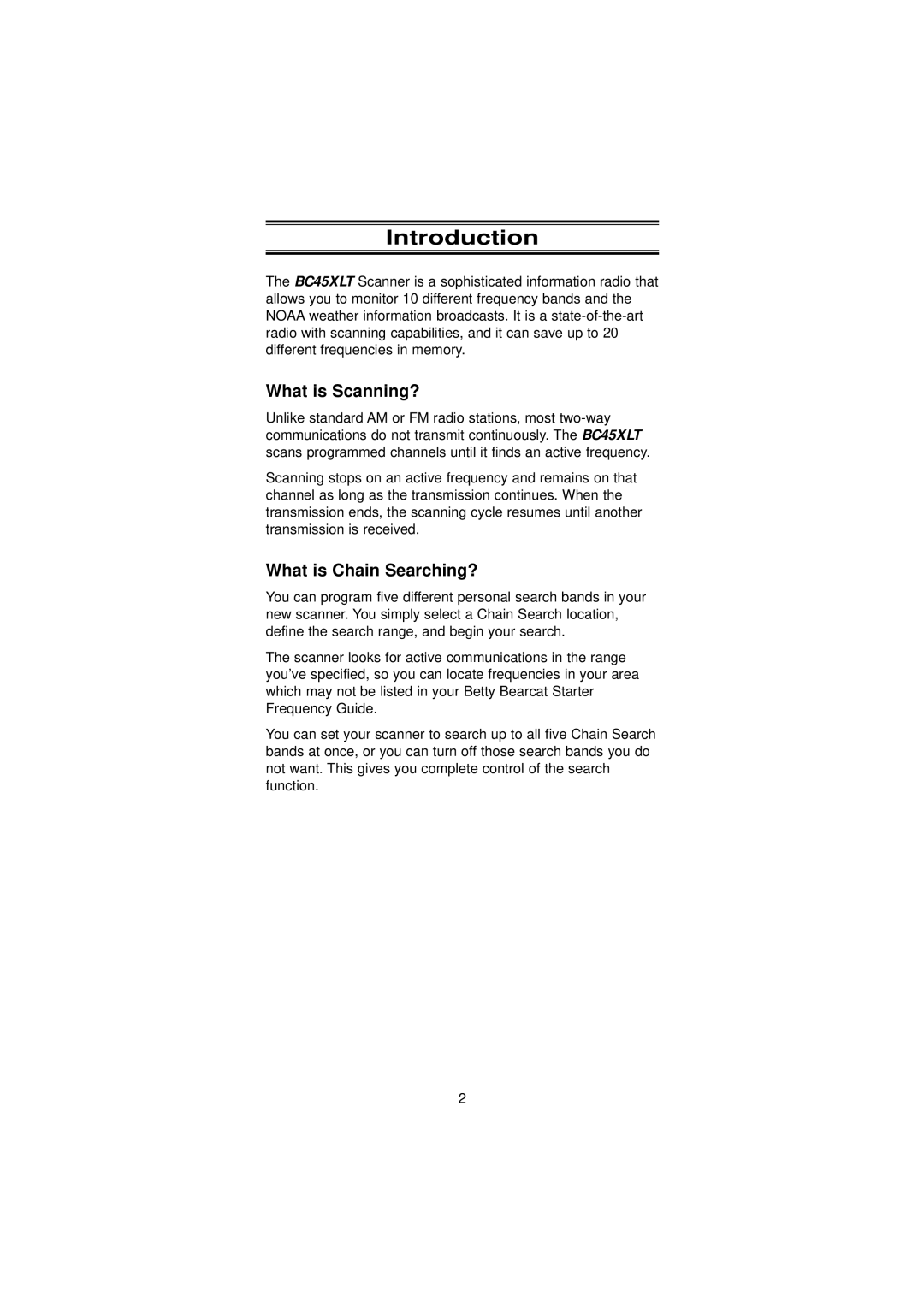 Uniden BC45XLT manual Introduction, What is Scanning?, What is Chain Searching? 