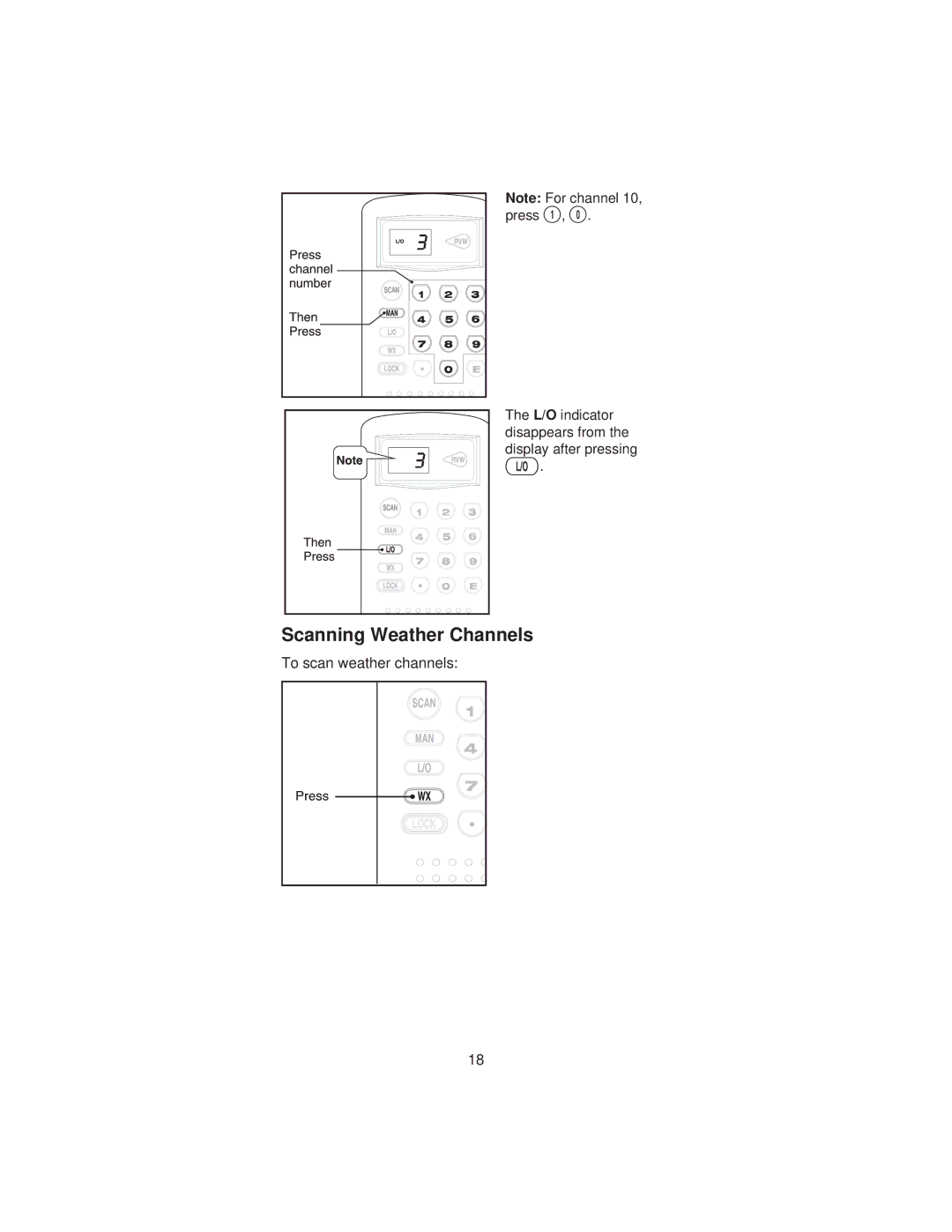 Uniden BC60XLT manual Scanning Weather Channels, To scan weather channels 