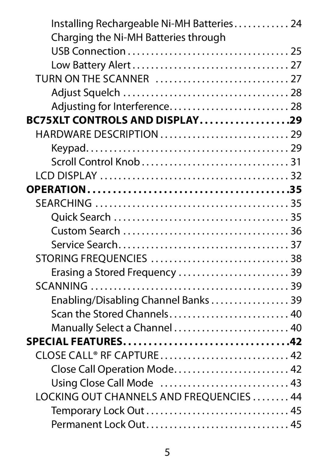 Uniden BC75XLT owner manual 