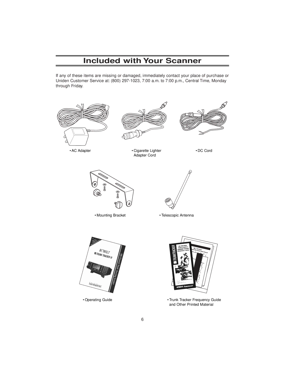 Uniden BC780XLT manual Included with Your Scanner 