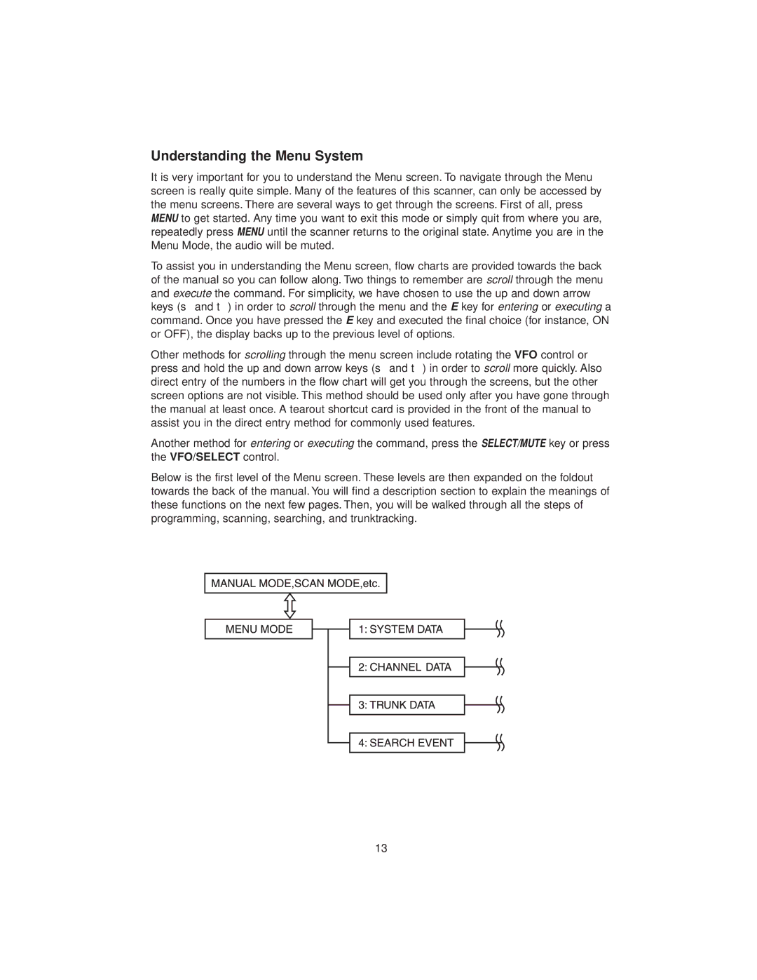 Uniden BC780XLT manual Understanding the Menu System 