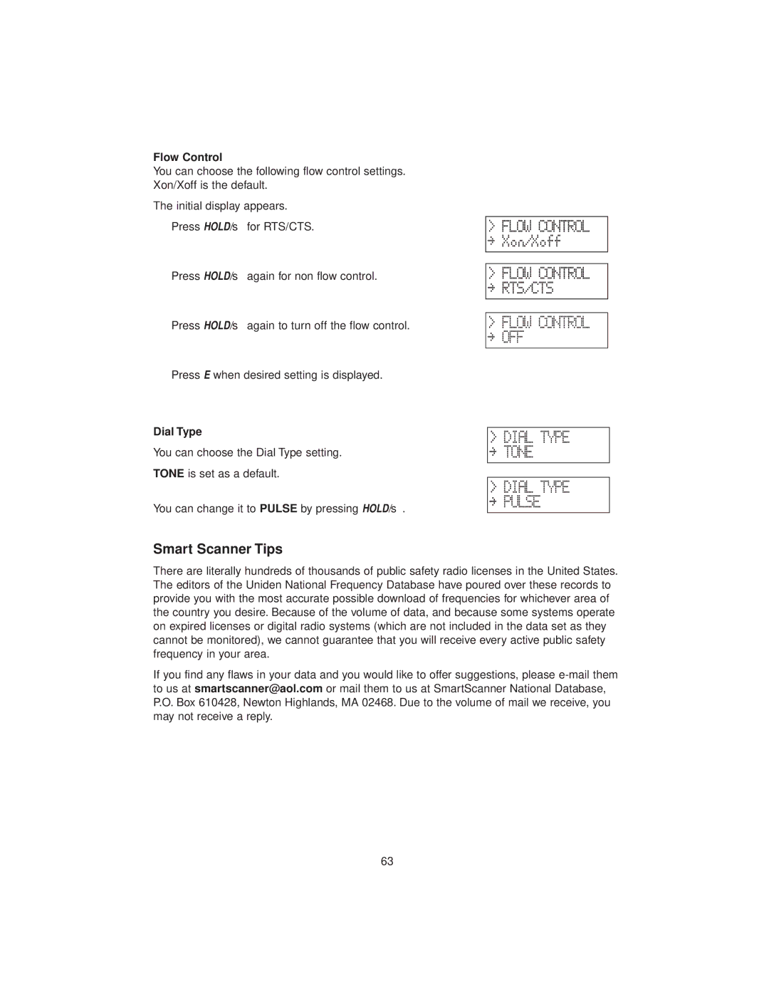 Uniden BC780XLT manual Smart Scanner Tips, Flow Control, Dial Type 