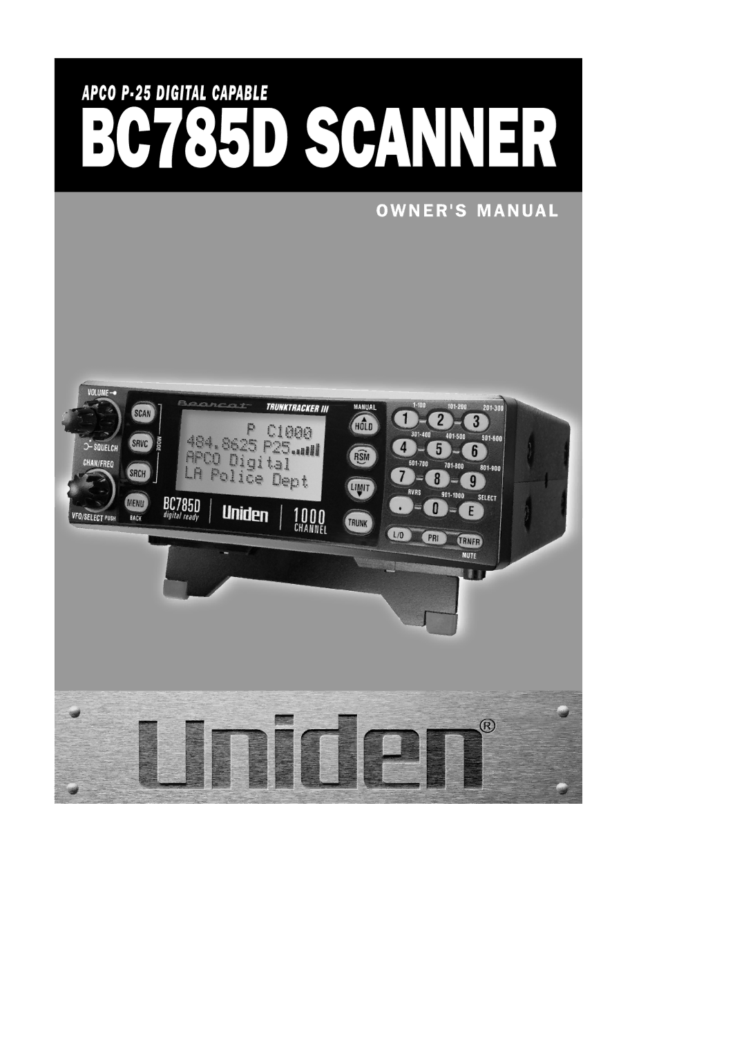 Uniden BC785D manual 