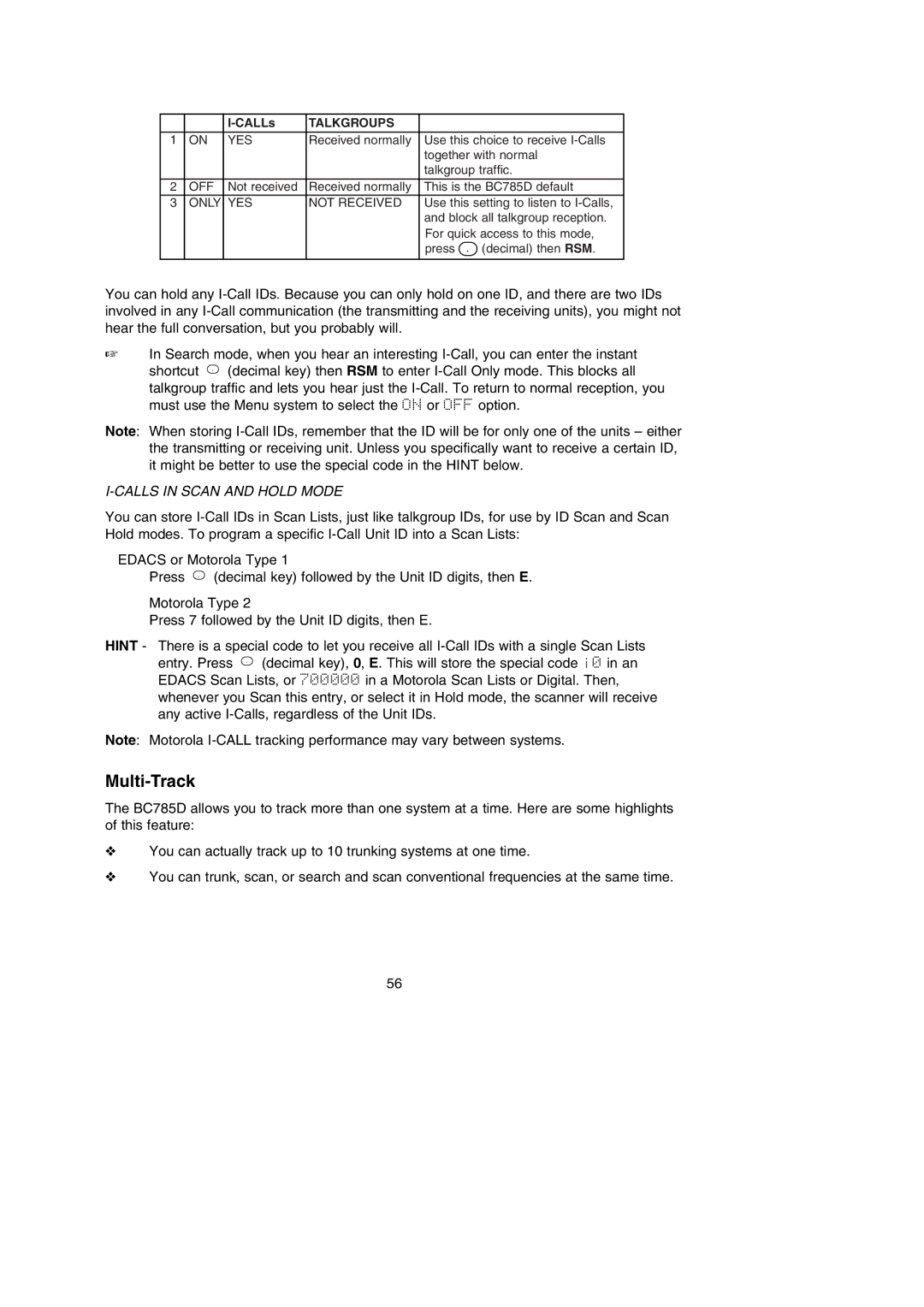 Uniden BC785D manual Multi-Track, Talkgroups 