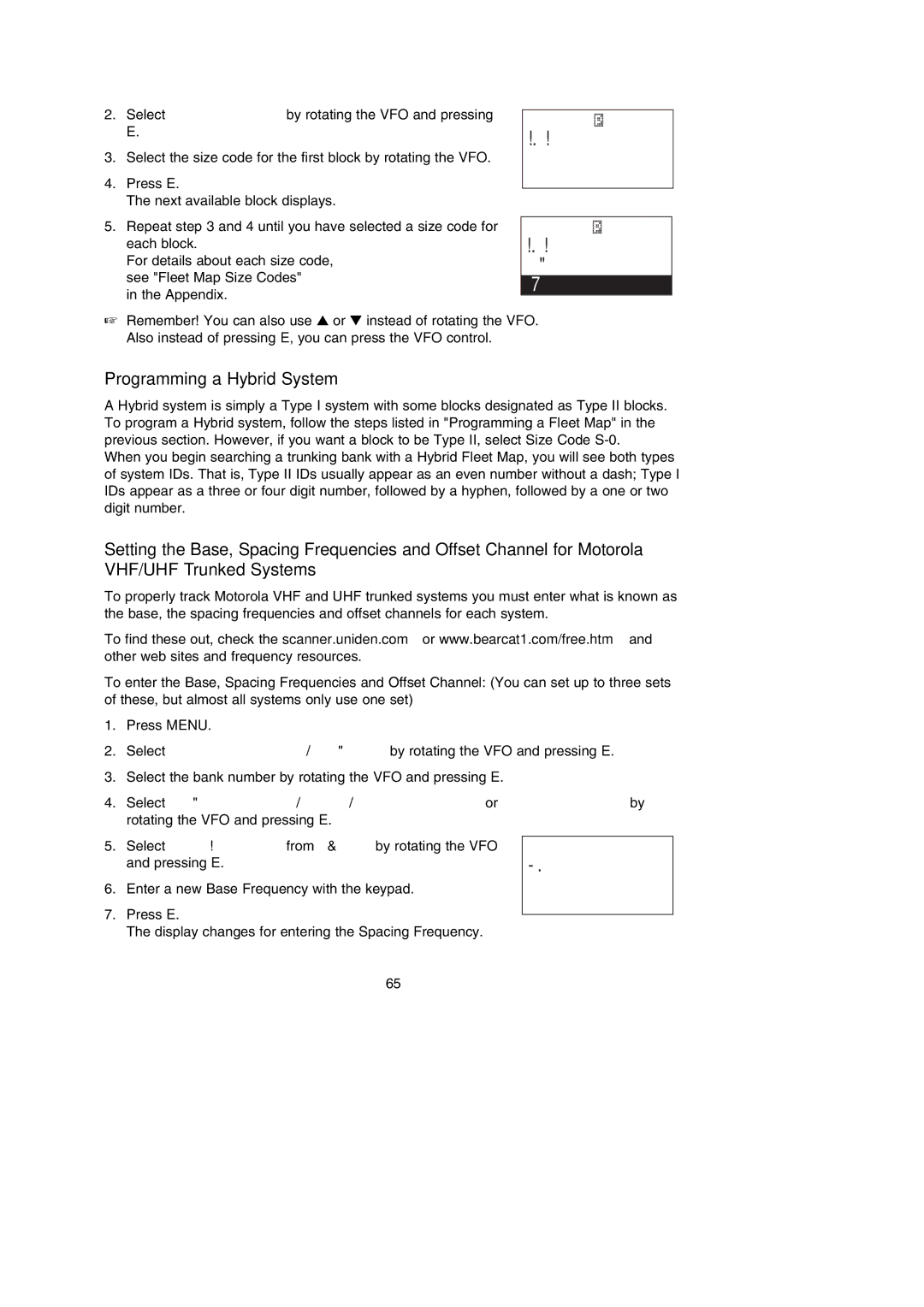 Uniden BC785D manual NFM Block 0 Size Code, Programming a Hybrid System 