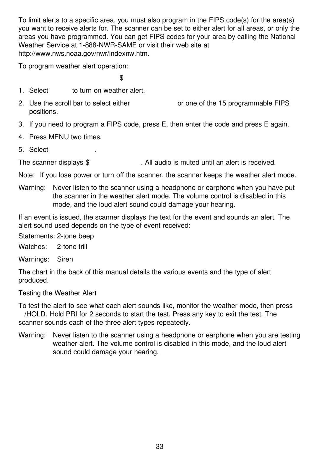 Uniden APCO 25, BC796D manual Testing the Weather Alert 