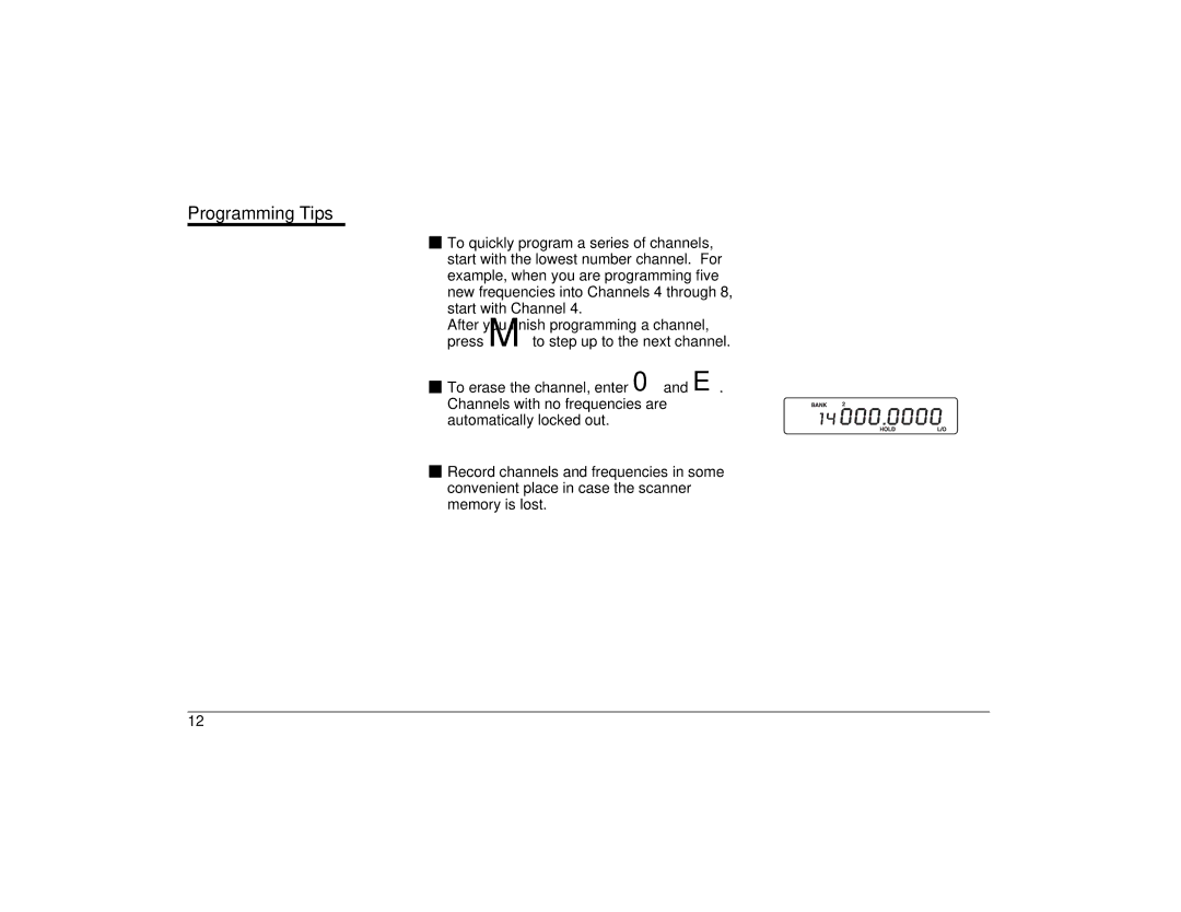 Uniden BC860XLT technical specifications Programming Tips 